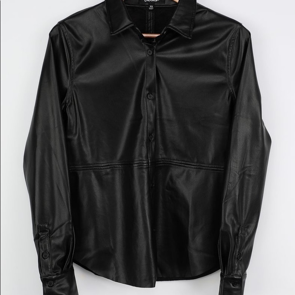 Faux leather shacket